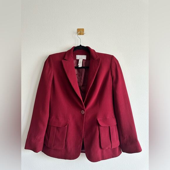 Liz Claiborne Silk Blazer 4P Burgundy Red Career Blazer | Power Suit 90s Office - Picture 1 of 5